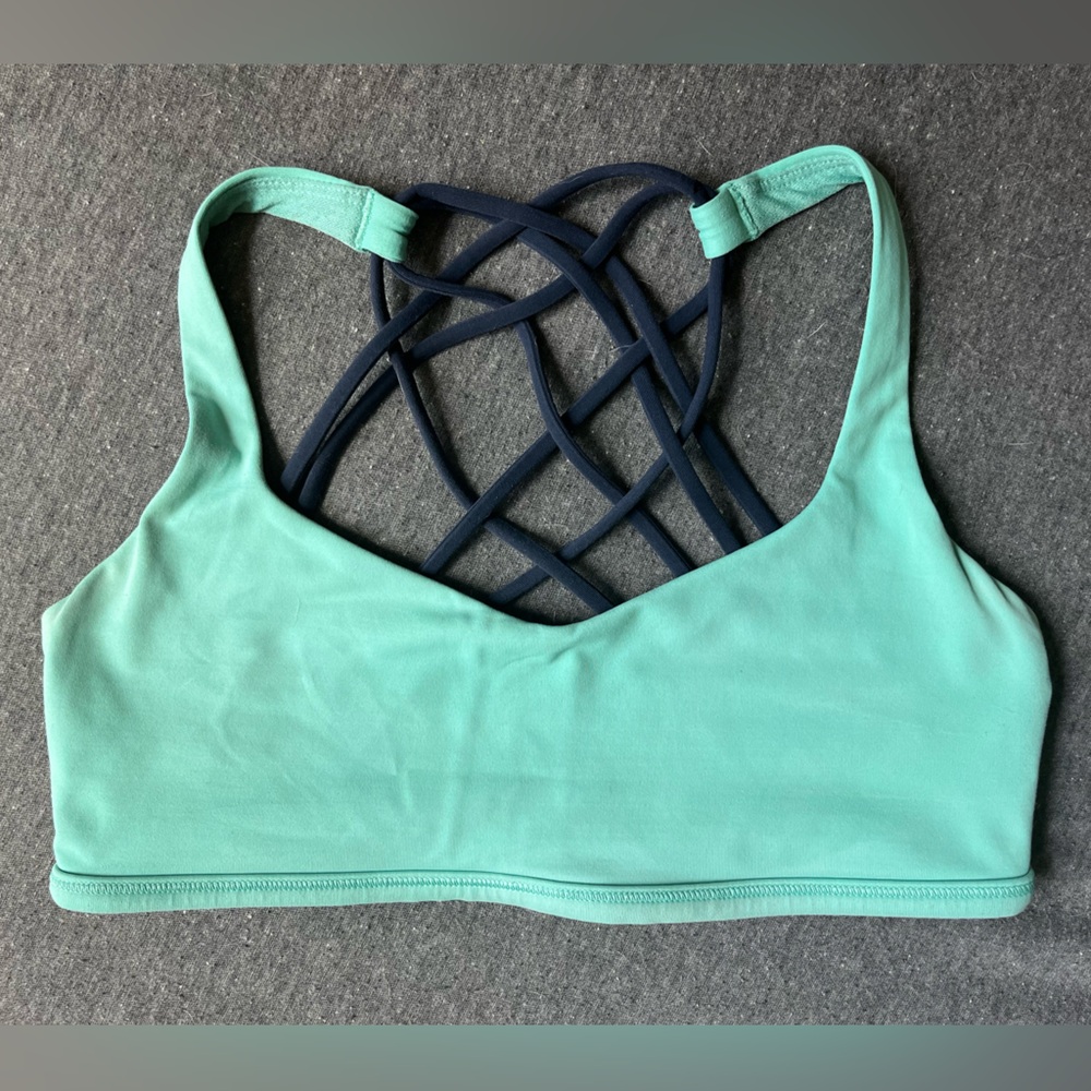 Lululemon Athletica Criss Cross Sports Bra teal and navy blue 6